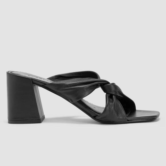 Everlane The Day Twist Heel Black Nappa Leather Sandals Size 7.5 New without Box - Picture 4 of 8